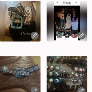 Rare Swarovski crystals B.B. Simon pony Belt turquoise beads buckle belt 30 35”